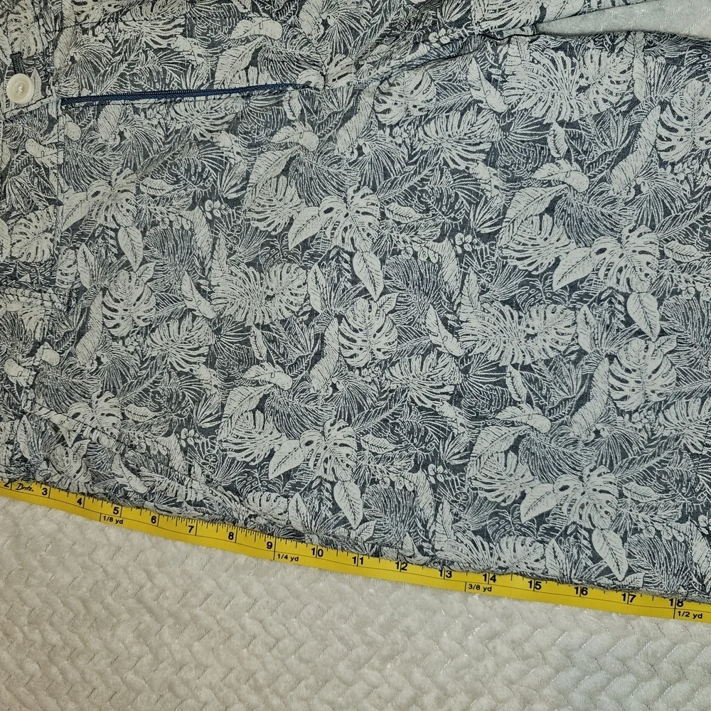 Gray And Blue  Leaf Print Pants